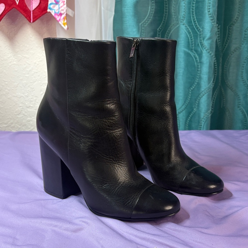 Marc Fisher Black Leather Ankle Boots